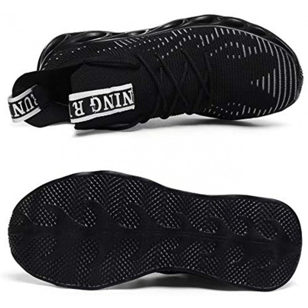 Men's Black-White Lightweight Casual Breathable Sneakers