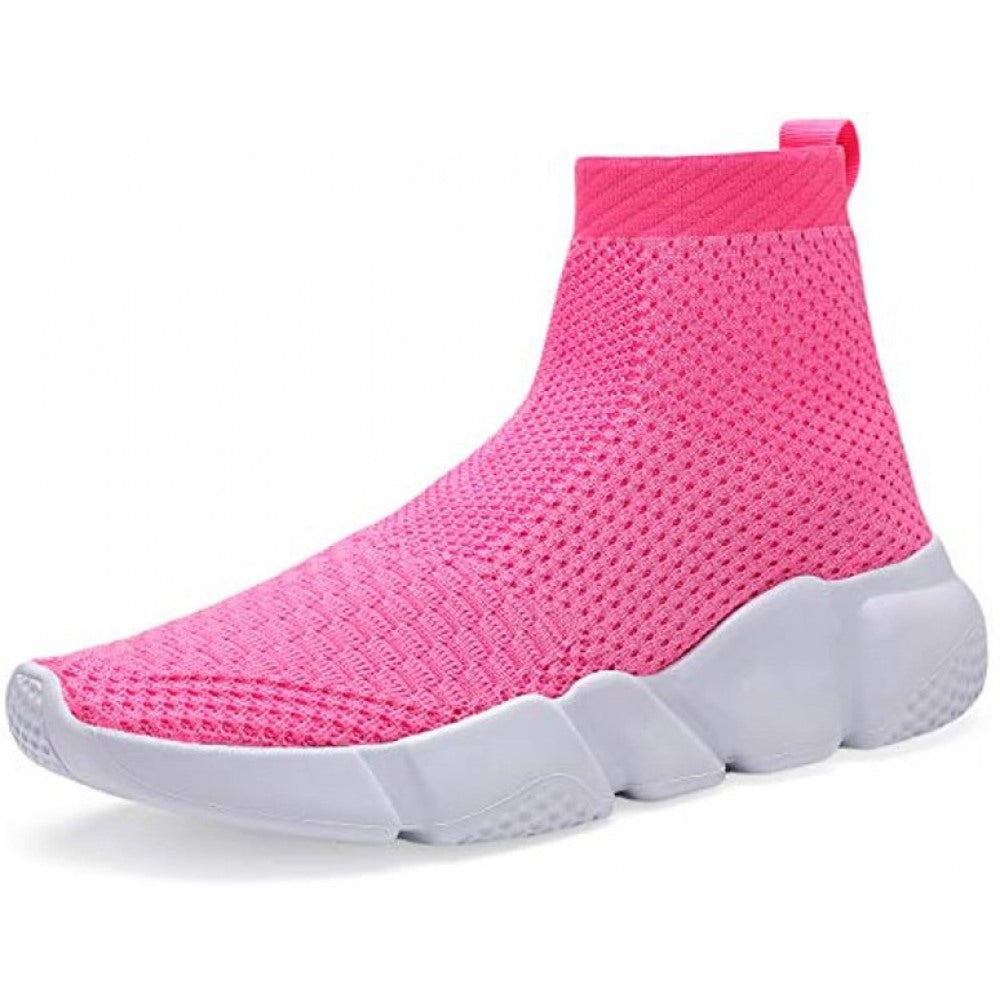 High Top Pink Slip-On Breathable Lightweight Athletic Running Shoes