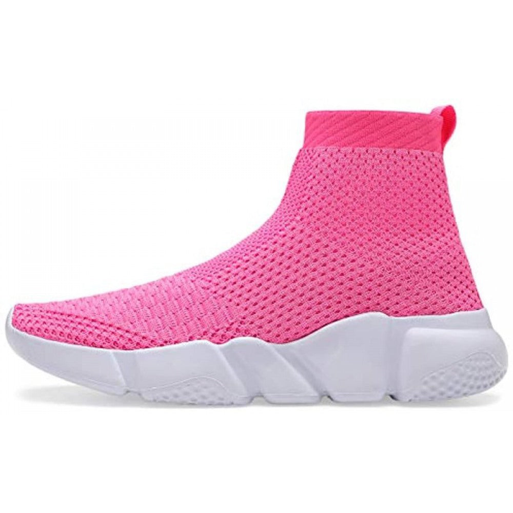 High Top Pink Slip-On Breathable Lightweight Athletic Running Shoes