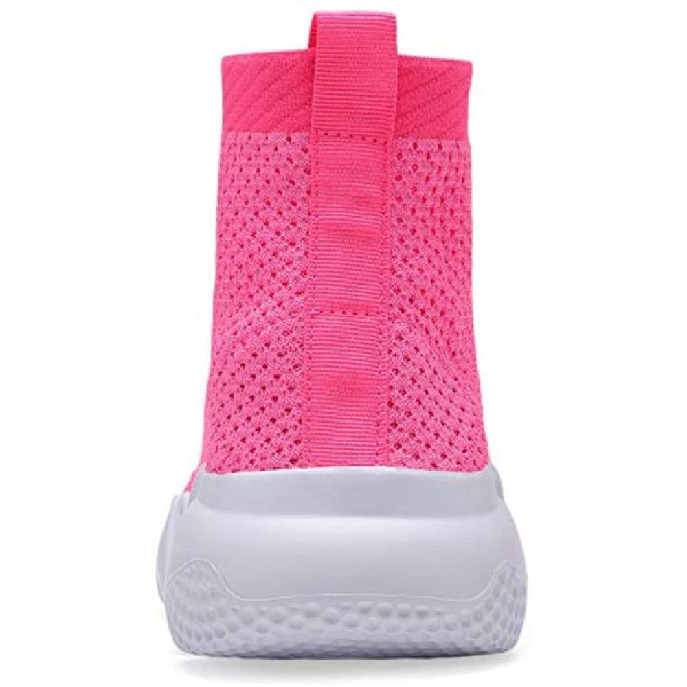 High Top Pink Slip-On Breathable Lightweight Athletic Running Shoes