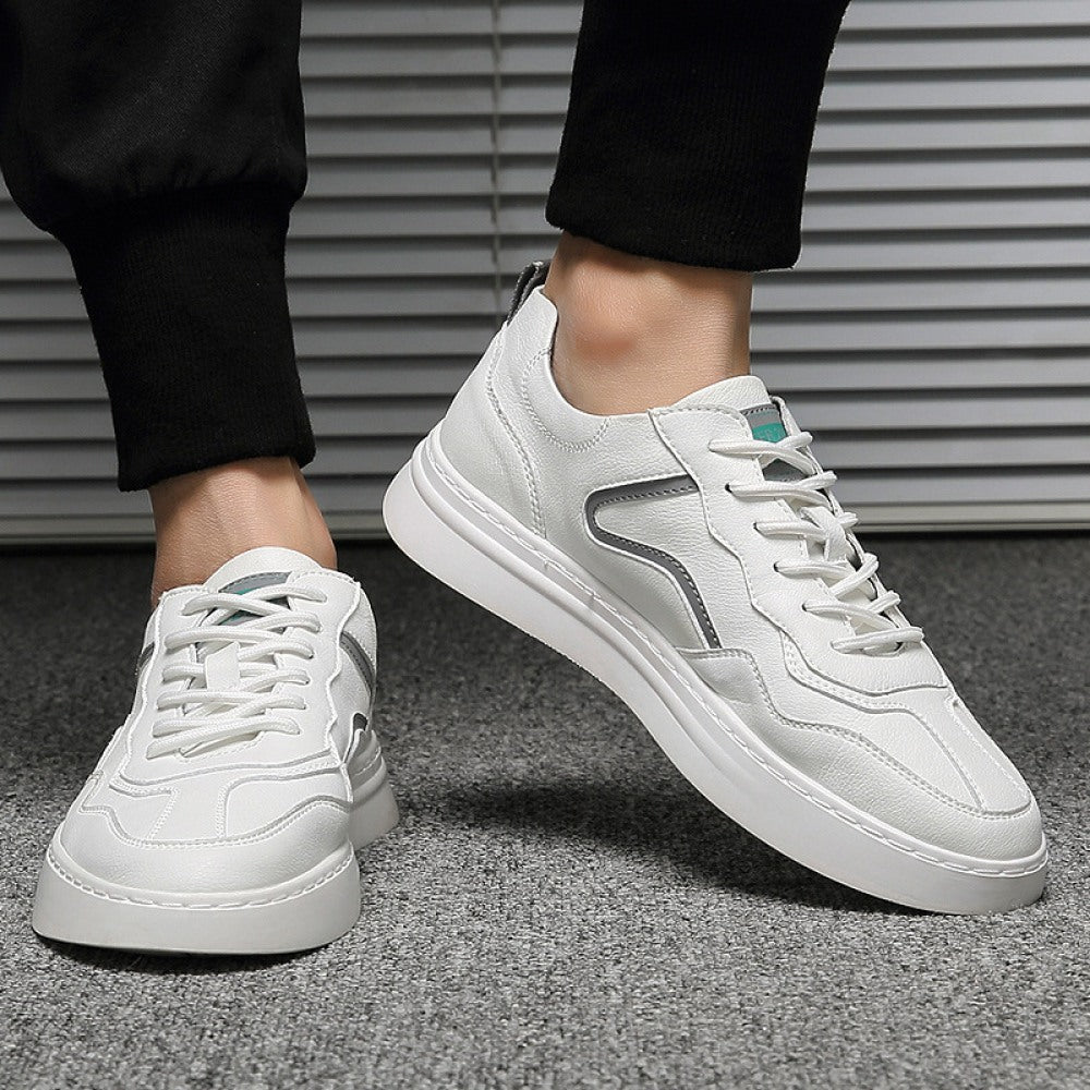 New Men's Trendy Leather Summer Breathable White Casual Board Shoe