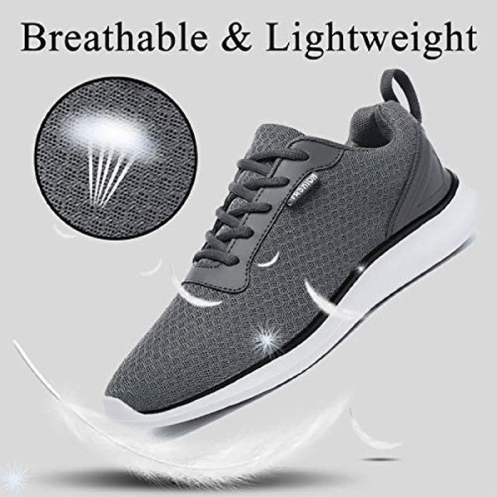 Men's Breathable Mesh Dark Grey Lightweight Athletic Running Shoes