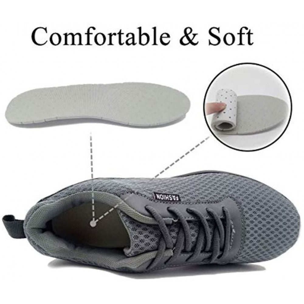 Men's Breathable Mesh Dark Grey Lightweight Athletic Running Shoes